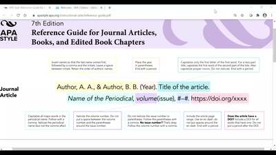 Anatomy of a Journal Article Citation using APA - KPU Video Portal